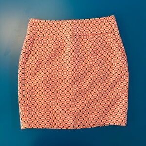 Ann Taylor Pink and Navy Geometric Mini Skirt